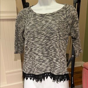 No Boundaries Black & White Marled Knit Top